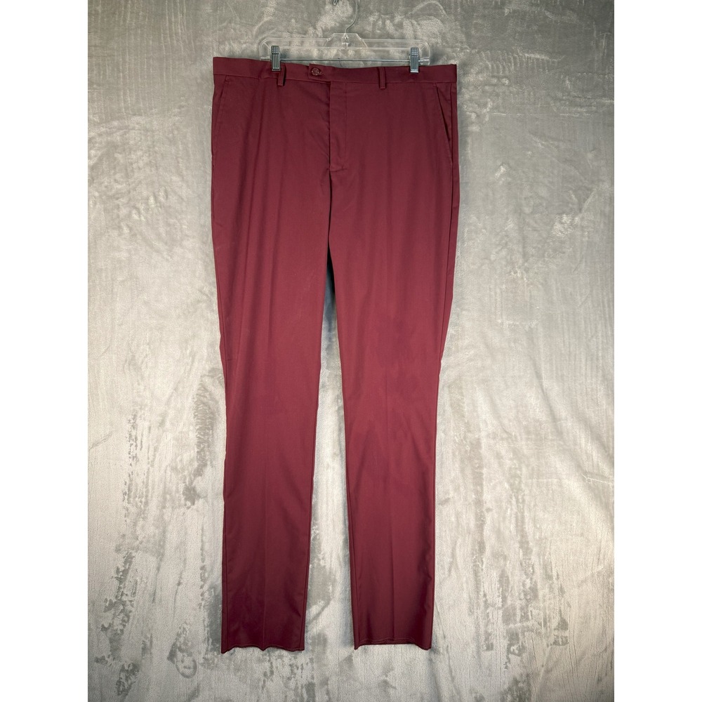 Sean Alexander Mens Dress Pants 40W Used Burgundy Straight Leg‎ Tetron Blend u